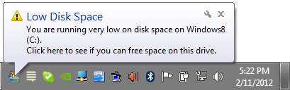 Low Disk Space Popup